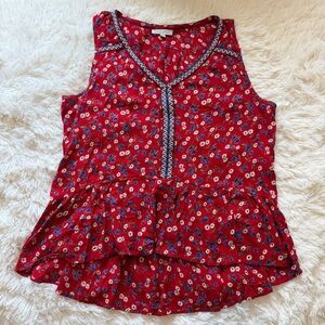 Patrons of Peace Vibrant Red Floral Tank